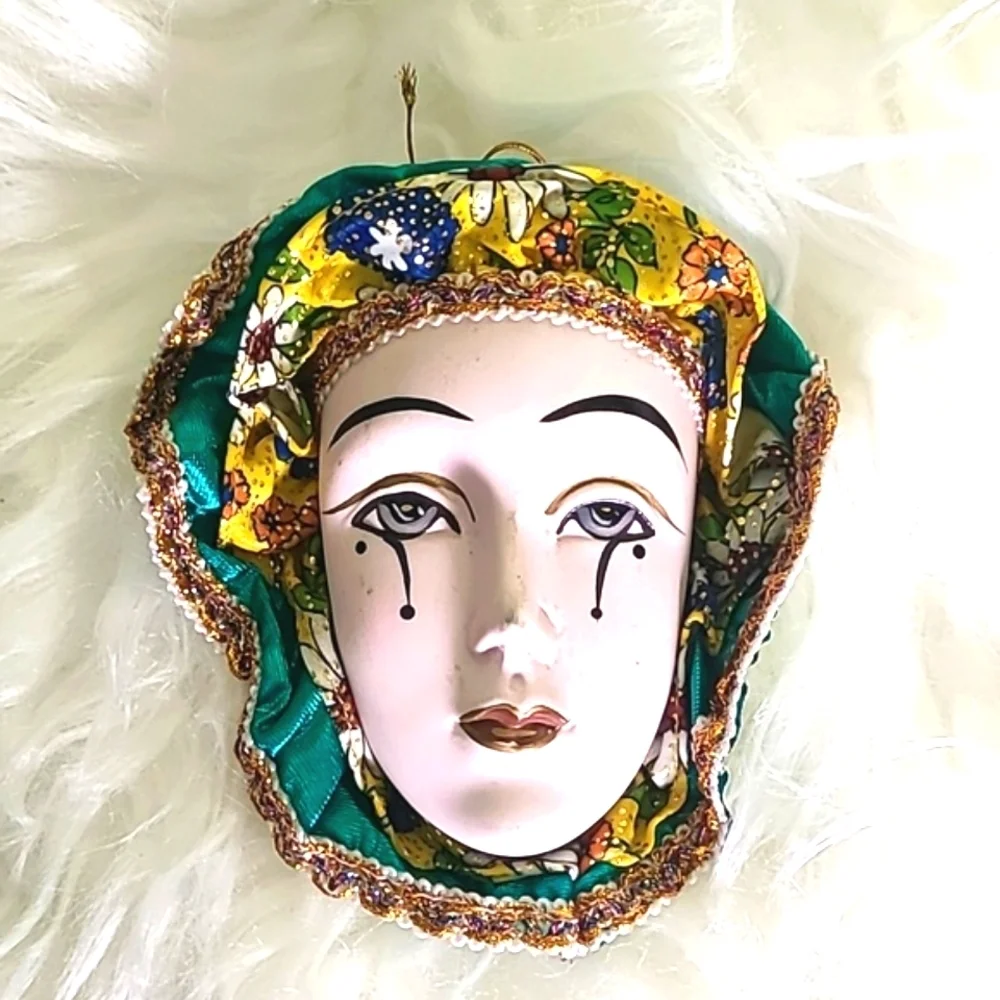 Decorative Porcelain Colorful Masquerade Mask Wall Art